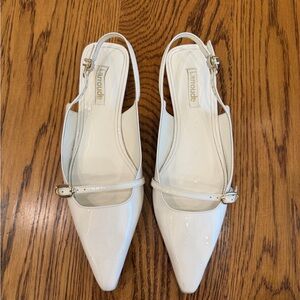 Larroude White Slingback Flats